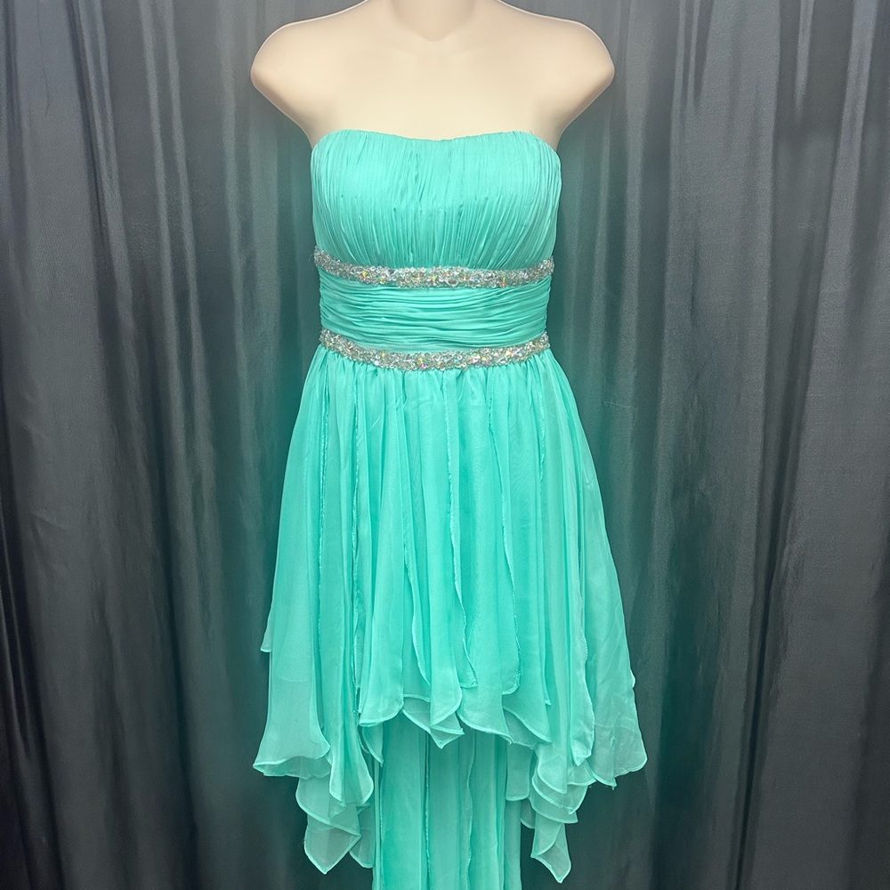 Aspeed Turquoise Dress with Metallic Details